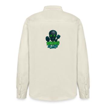 Racing Is Life Skull Neon - Relaxed Fit Unisex Organic Shirt by Stanley/Stella - soft Ecru - Back - AI Model Male 178 light (178cm)