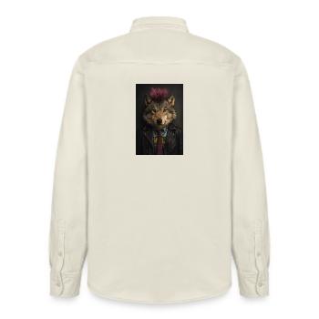 Wolfs Punk Mohawk Lederjacke - Relaxed Fit Unisex Organic Hemd von Stanley/Stella - Natur - Hinten - AI Model Male 178 light (178cm)