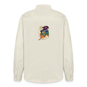 Psychedelische Pilzlandschaft Pfad - Relaxed Fit Unisex Organic Hemd von Stanley/Stella - Natur - Hinten - AI Model Male 178 light (178cm)