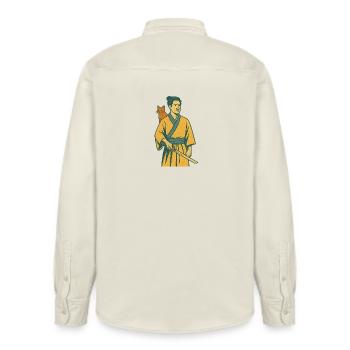 Samouraï avec chat - Chemise unisexe coupe décontractée bio Stanley/Stella - écru doux - Dos - AI Model Male 178 light (178cm)