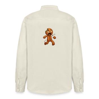 Halloween Zombie Lebkuchenmann - Relaxed Fit Unisex Organic Hemd von Stanley/Stella - Natur - Hinten - AI Model Male 178 light (178cm)