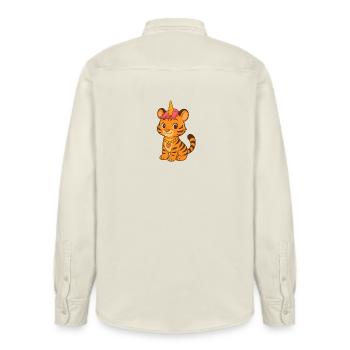 3FB915EE-0D84-48D6-9A40-E3549CD1DBD6 - Relaxed Fit Unisex Organic Hemd von Stanley/Stella - Natur - Hinten - AI Model Male 178 light (178cm)