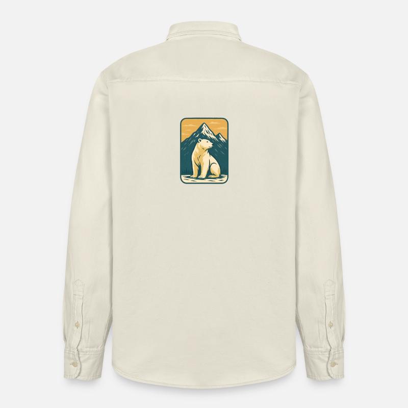 Ours polaire devant le paysage de montagne - Chemise unisexe coupe décontractée bio Stanley/Stella - écru doux