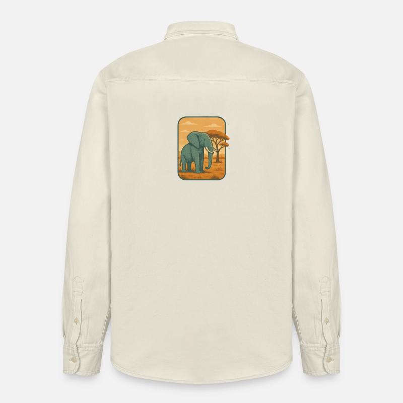 Panneau vintage éléphant de savane - Chemise unisexe coupe décontractée bio Stanley/Stella - écru doux