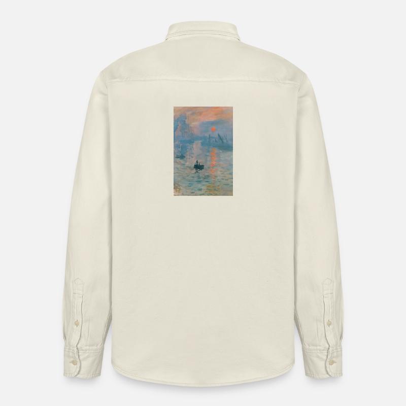 Paysage marin impressionniste Coucher de soleil - Chemise unisexe coupe décontractée bio Stanley/Stella - écru doux