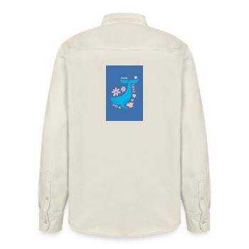 Whale Tail Floral Love - Relaxed Fit Unisex Organic Shirt by Stanley/Stella - soft Ecru - Back - AI Model Male 178 light (178cm)