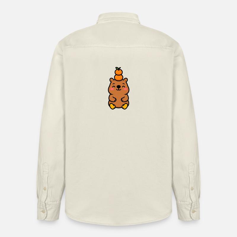 Capybara avec mandarine sur la tête - Chemise unisexe coupe décontractée bio Stanley/Stella - écru doux