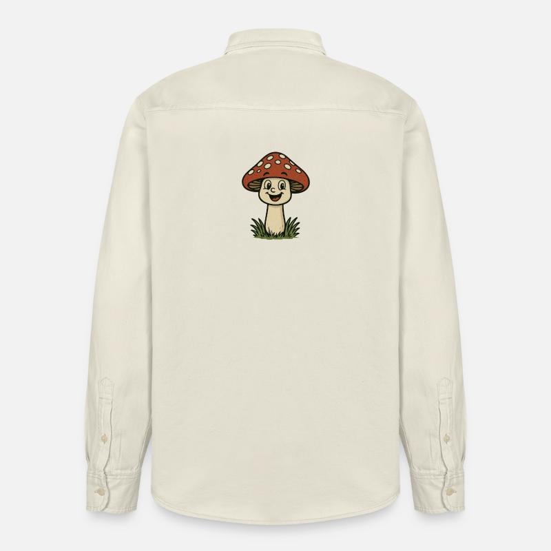 Dessin animé de champignon drôle - Chemise unisexe coupe décontractée bio Stanley/Stella - écru doux