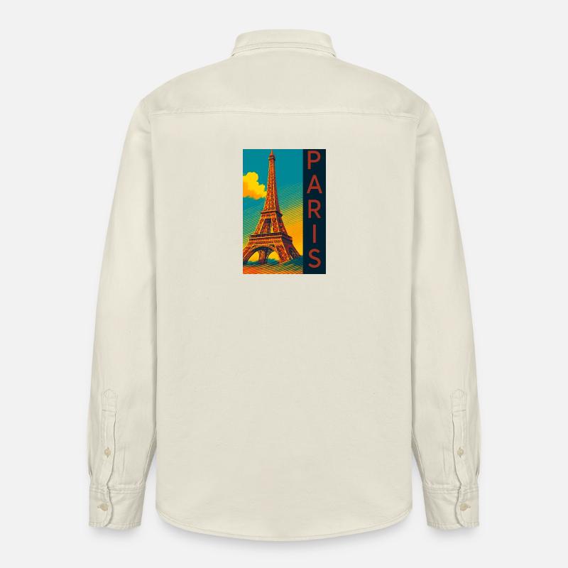 Paris PopArt Skyline Eiffelturm - Relaxed Fit Unisex Organic Hemd von Stanley/Stella - Natur