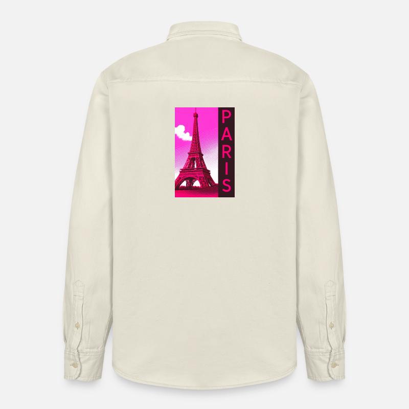 Paris Pink Eiffel Turm Retro - Relaxed Fit Unisex Organic Hemd von Stanley/Stella - Natur