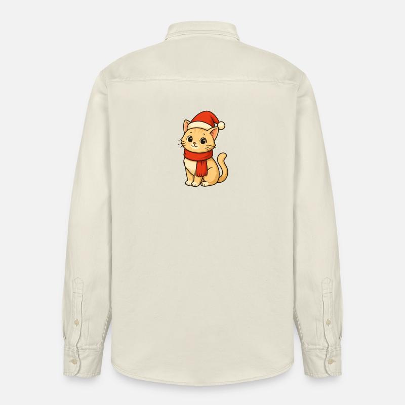 Chat d’hiver avec le Père Noël - Chemise unisexe coupe décontractée bio Stanley/Stella - écru doux