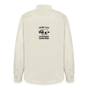 Ich bin nicht faul – Energiesparmodus Faultier - Relaxed Fit Unisex Organic Hemd von Stanley/Stella - Natur - Hinten - AI Model Male 178 light (178cm)