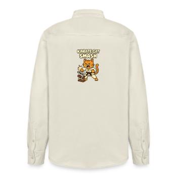 Karate Katze Smash - Relaxed Fit Unisex Organic Hemd von Stanley/Stella - Natur - Hinten - AI Model Male 178 light (178cm)