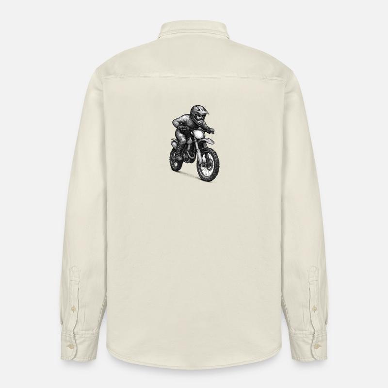 Illustration de pilotes de motocross - Chemise unisexe coupe décontractée bio Stanley/Stella - écru doux