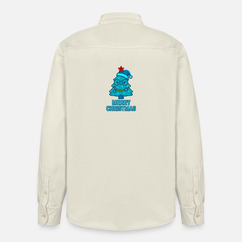 Blauer Comic-Weihnachtsbaum mit Brille - Relaxed Fit Unisex Organic Hemd von Stanley/Stella - Natur