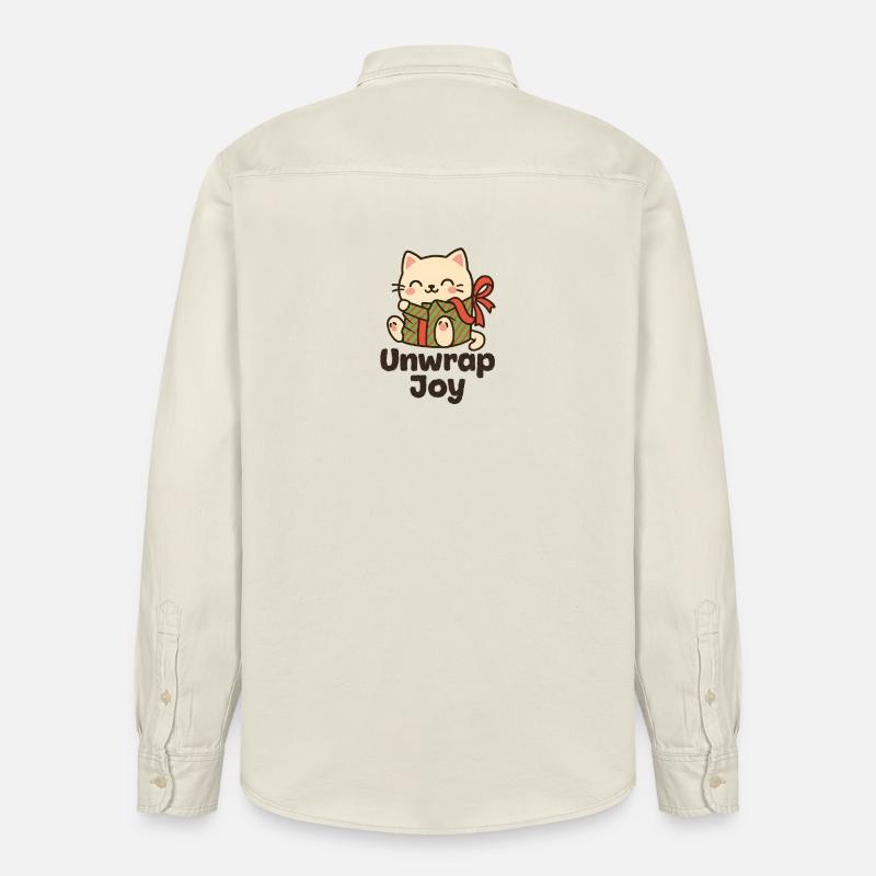 Katz mit Geschenk Unwrap Joy - Relaxed Fit Unisex Organic Hemd von Stanley/Stella - Natur