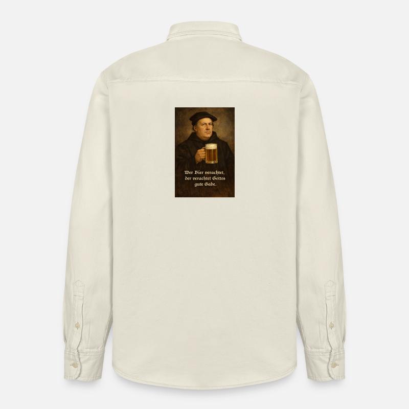 Martin Luther + Bière + Expression - Chemise unisexe coupe décontractée bio Stanley/Stella - écru doux