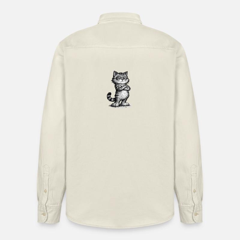 Grumpy Katze – Chef Vibes (Sketch Attitude) - Relaxed Fit Unisex Organic Hemd von Stanley/Stella - Natur