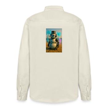 RockyZoo27 - Relaxed Fit Unisex Organic Shirt by Stanley/Stella - soft Ecru - Back - AI Model Male 178 light (178cm)