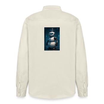 RockyZoo21 - Relaxed Fit Unisex Organic Shirt by Stanley/Stella - soft Ecru - Back - AI Model Male 178 light (178cm)