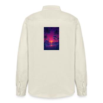 RockyZoo23 - Relaxed Fit Unisex Organic Shirt by Stanley/Stella - soft Ecru - Back - AI Model Male 178 light (178cm)