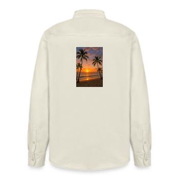 RockyZoo28 - Relaxed Fit Unisex Organic Shirt by Stanley/Stella - soft Ecru - Back - AI Model Male 178 light (178cm)