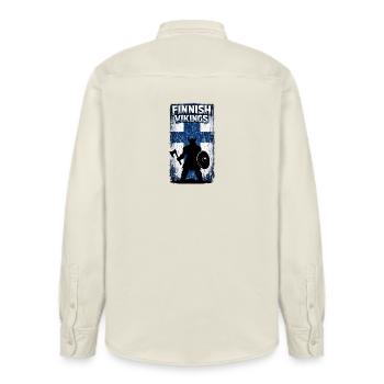 Finnische Wikinger – Flagge des Wikingerkriegers Finnlands - Relaxed Fit Unisex Organic Hemd von Stanley/Stella - Natur - Hinten - AI Model Male 178 light (178cm)