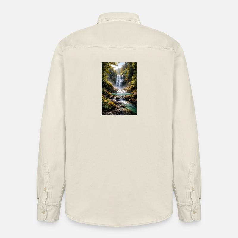 Verdure près de la cascade - Chemise unisexe coupe décontractée bio Stanley/Stella - écru doux