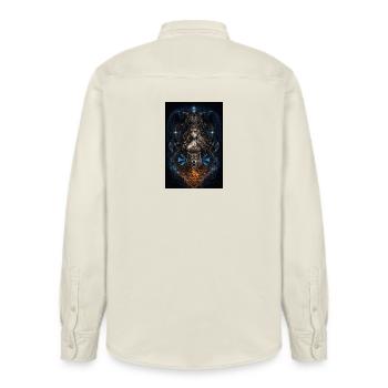 Wikinger Freya Hugin & Munin Wolf Runen - Relaxed Fit Unisex Organic Hemd von Stanley/Stella - Natur - Hinten - AI Model Male 178 light (178cm)