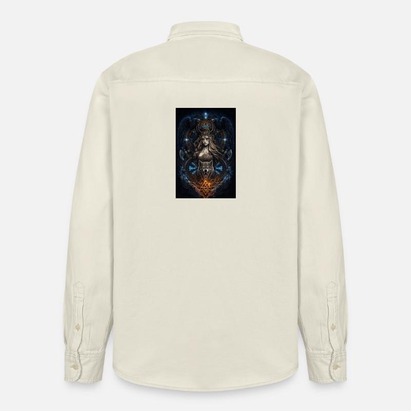 Wikinger Freya Hugin & Munin Wolf Runen - Relaxed Fit Unisex Organic Hemd von Stanley/Stella - Natur