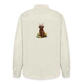 Osterlabrador mit Hasenohren - Relaxed Fit Unisex Organic Hemd von Stanley/Stella - Natur - Hinten - AI Model Male 178 light (178cm)
