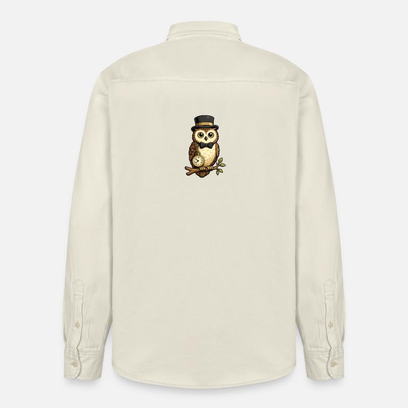 Eulen Gentleman mit Uhr und Hut - Relaxed Fit Unisex Organic Hemd von Stanley/Stella - Natur