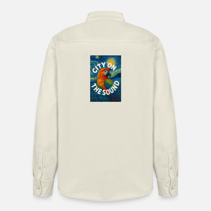 Vibrant_Macaw_Amidst_Swirling_Post-Impressionis - Relaxed Fit Unisex Organic Hemd von Stanley/Stella - Natur