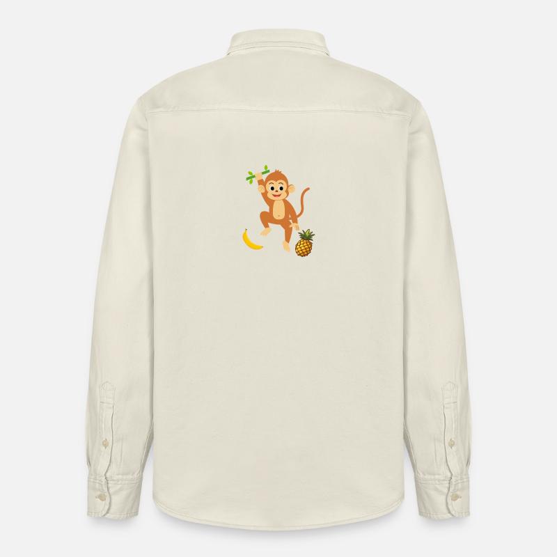 Player Monkey mit Ananas und Banane - Relaxed Fit Unisex Organic Hemd von Stanley/Stella - Natur