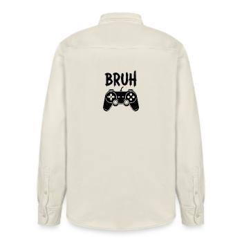 Bruh Gamepad Motif Gamer Gaming Gaming Gamer - Chemise unisexe coupe décontractée bio Stanley/Stella - écru doux - Dos - AI Model Male 178 light (178cm)