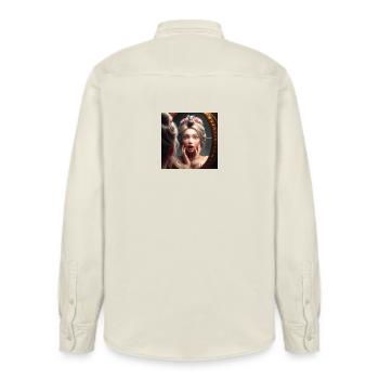 Princess and her reflection with mouse - Relaxed Fit Unisex Organic Shirt by Stanley/Stella - soft Ecru - Back - AI Model Male 178 light (178cm)