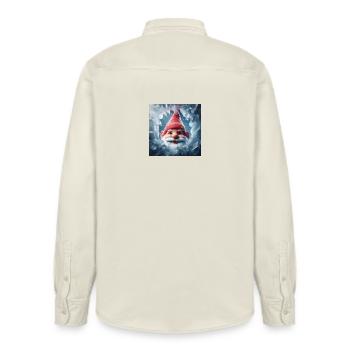Gnome looking through ice - Relaxed Fit Unisex Organic Shirt by Stanley/Stella - soft Ecru - Back - AI Model Male 178 light (178cm)