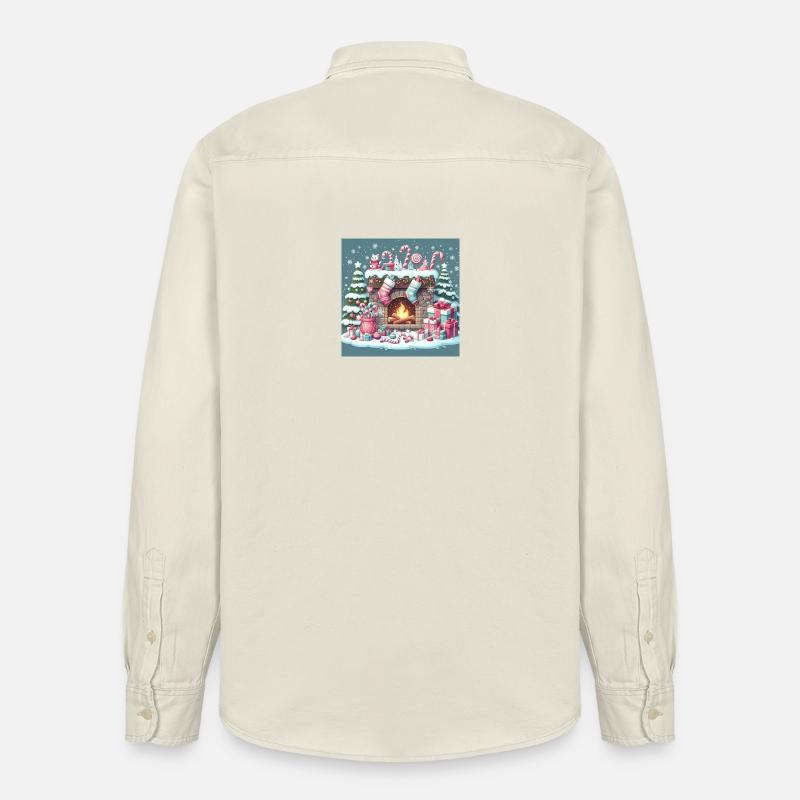 Weihnachts Design 5 - Relaxed Fit Unisex Organic Hemd von Stanley/Stella - Natur