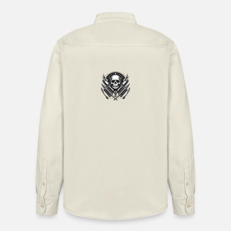 Biker Skull Design 1 - Relaxed Fit Unisex Organic Hemd von Stanley/Stella - Natur