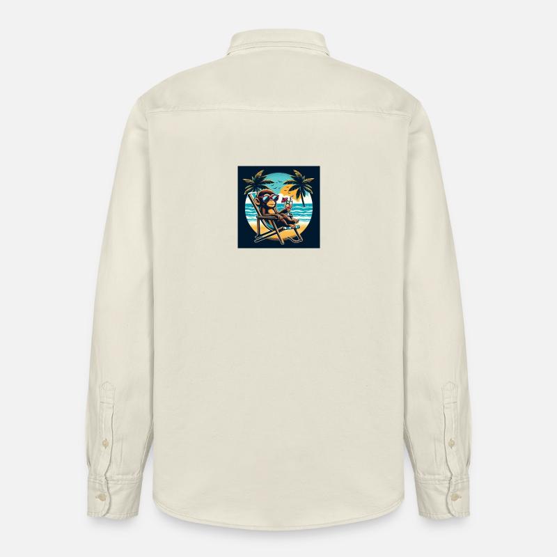 Singe de plage - Chemise unisexe coupe décontractée bio Stanley/Stella - écru doux