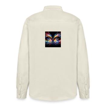 Eyes 2 - Relaxed Fit Unisex Organic Shirt by Stanley/Stella - soft Ecru - Back - AI Model Male 178 light (178cm)