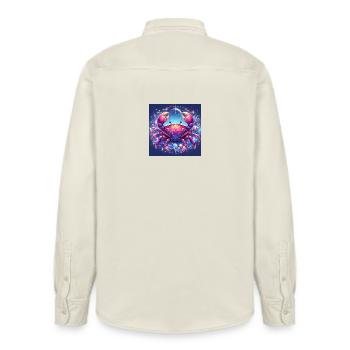 CANCER \ Tiet Circle Sign - Relaxed Fit Unisex Organic Shirt by Stanley/Stella - soft Ecru - Back - AI Model Male 178 light (178cm)
