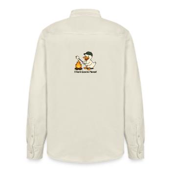 S’more Quacks Please! – Camping Ente - Relaxed Fit Unisex Organic Hemd von Stanley/Stella - Natur - Hinten - AI Model Male 178 light (178cm)