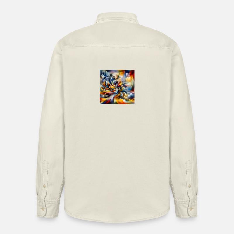 Peinture abstraite tourbillon plume art - Chemise unisexe coupe décontractée bio Stanley/Stella - écru doux