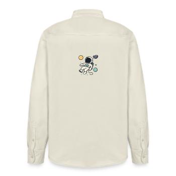 I Need Some Space – Physik trifft Weltraumhumor - Relaxed Fit Unisex Organic Hemd von Stanley/Stella - Natur - Hinten - AI Model Male 178 light (178cm)