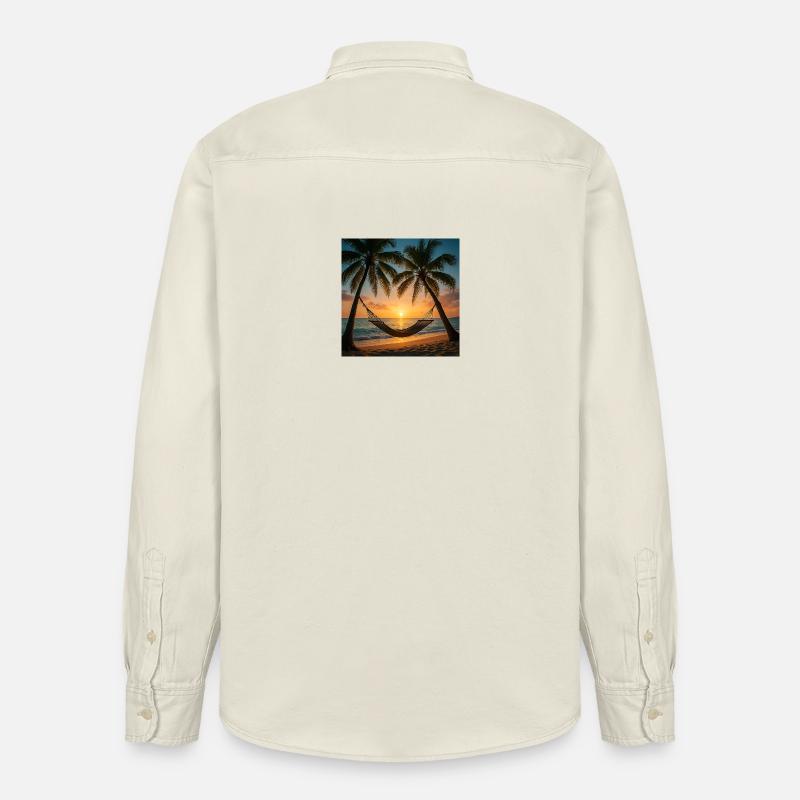 Vacation - Palmen - Hängematte - Relaxed Fit Unisex Organic Hemd von Stanley/Stella - Natur