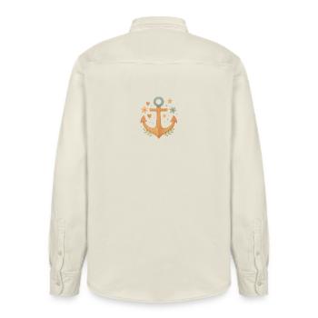Boho Anker mit Blumen & Herzen Design - Relaxed Fit Unisex Organic Hemd von Stanley/Stella - Natur - Hinten - AI Model Male 178 light (178cm)