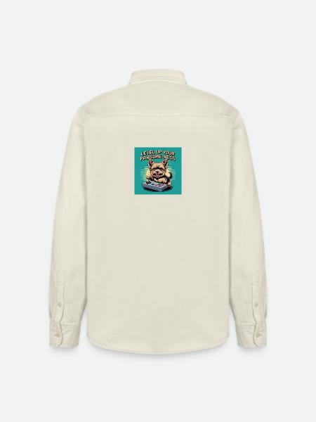 Cute gaming dog with Retro motif - Relaxed Fit Unisex Organic Shirt by Stanley/Stella - soft Ecru