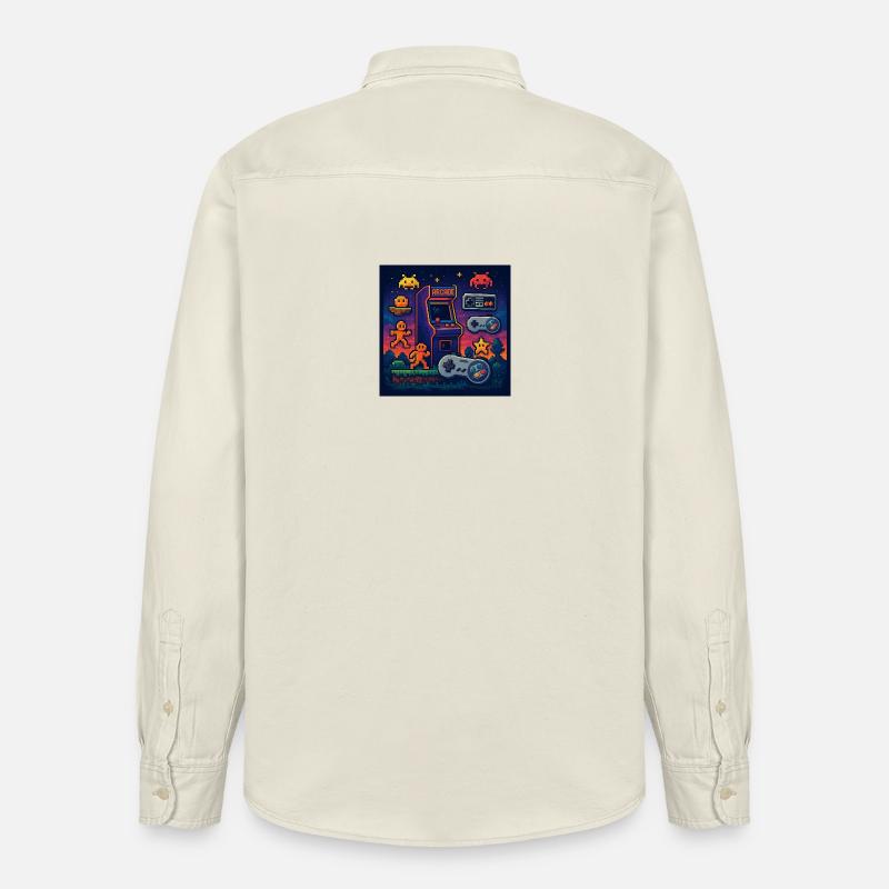 Retro-Pixel-Arcade-Gaming-Design - Relaxed Fit Unisex Organic Hemd von Stanley/Stella - Natur