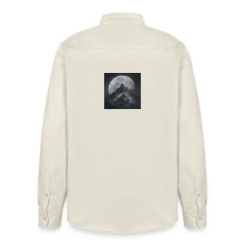 Magical mountains under a full moon - Relaxed Fit Unisex Organic Shirt by Stanley/Stella - soft Ecru - Back - AI Model Male 178 light (178cm)